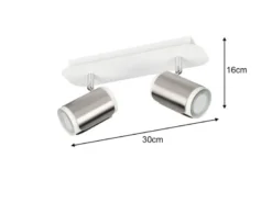 LED Deckenstrahler 2-flammig Metall Weiß / Silber, Breite 30cm
