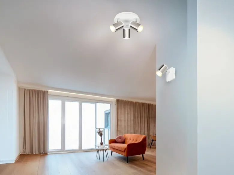 LED Deckenstrahler 3-flammig Metall Weiß / Silber, rund Ø 30cm