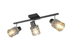 LED Deckenstrahler 3-flammig mit Rauchglas Lampenschirmen, Breite 55cm