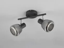 LED Deckenstrahler 2-flammig mit Glasschirmen Chrom bedampft, Breite 29cm