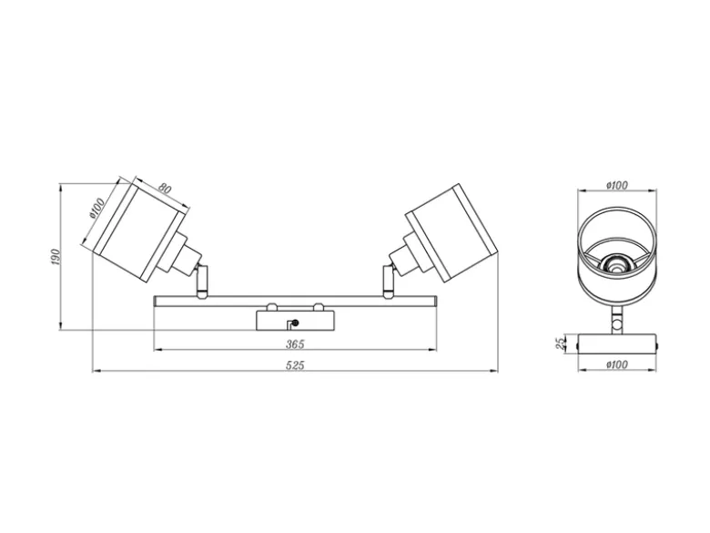 LED Deckenstrahler 2-flammig mit Stoffschirmen Grau, Breite 52cm