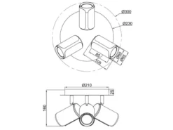 LED Deckenstrahler 3-flammig Metall Schwarz / Coffee, rund Ø 30cm