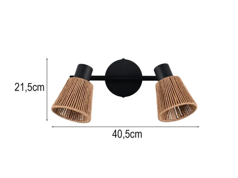 LED Deckenstrahler 2-flammig mit Lampenschirmen aus Papiergarn, B: 40,5cm