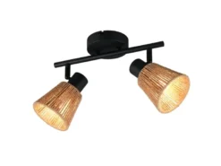LED Deckenstrahler 2-flammig mit Lampenschirmen aus Papiergarn, B: 40,5cm