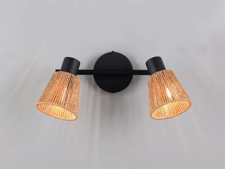 LED Deckenstrahler 2-flammig mit Lampenschirmen aus Papiergarn, B: 40,5cm