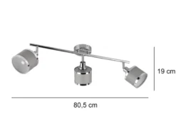 LED Deckenstrahler 3-flammig mit Stoffschirmen Grau, Breite 80cm