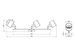 LED Deckenstrahler 3-flammig mit Stoffschirmen Grau, Breite 80cm