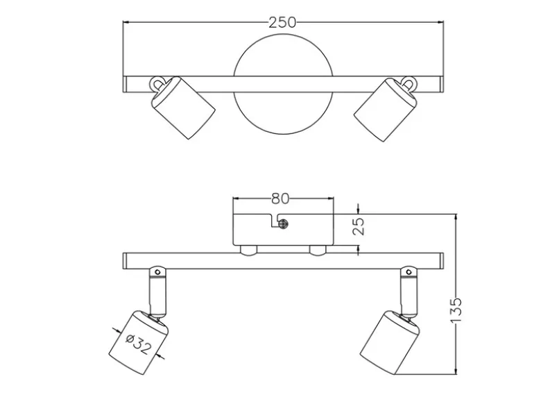 LED Deckenstrahler 2-flammig Metall Weiß, Breite 25cm