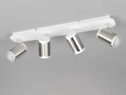 LED Deckenstrahler 4-flammig Metall Weiß / Silber, Breite 60cm