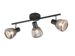 LED Deckenstrahler 3-flammig mit Glasschirmen Chrom bedampft, Breite 47cm