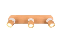 LED Deckenstrahler 3-flammig, Naturholz & Metall Weiß, Breite 48cm