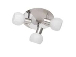 LED Deckenstrahler 3 flammig, Silber/Chrom Glas Alabaster, Ø 22cm