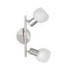 LED Deckenstrahler 2 flammig Silber/Chrom Glas Alabaster, Breite 27cm