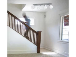 LED Deckenstrahler 4-flammig Silber, Stoffschirme Weiß, Breite 70cm