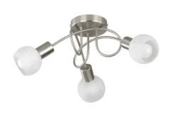 LED Deckenstrahler 3 flammig, Silber/Chrom Glas Alabaster, Ø47cm