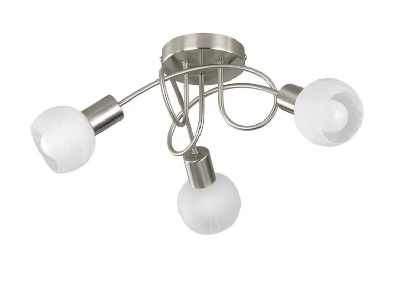 LED Deckenstrahler 3 flammig, Silber/Chrom Glas Alabaster, Ø47cm