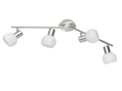 LED Deckenstrahler 4-flammig Silber Chrom & Glas Alabaster, Breite 69cm