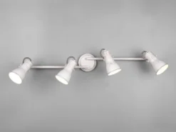 LED Deckenstrahler 4 flammig verstellbare Metallschirme in Weiß, Breite 77cm