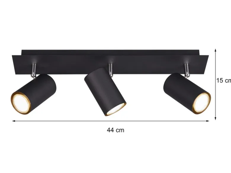 LED Deckenstrahler Metall Schwarz 3-flammig, Breite 48cm