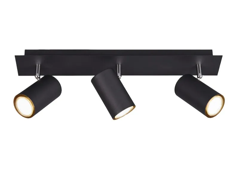 LED Deckenstrahler Metall Schwarz 3-flammig, Breite 48cm