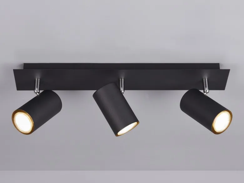 LED Deckenstrahler Metall Schwarz 3-flammig, Breite 48cm