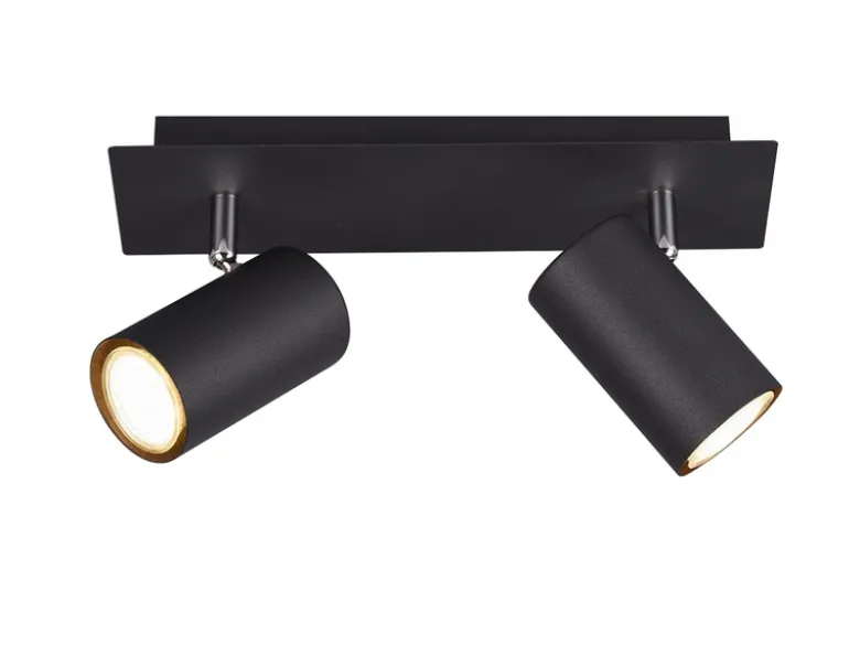 LED Deckenstrahler Metall Schwarz 2-flammig, Breite 30cm