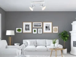 LED Deckenstrahler Retro 2-flammig Metall Weiß, Breite 40cm