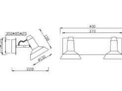 LED Deckenstrahler Retro 2-flammig Metall Weiß, Breite 40cm