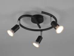 LED Deckenstrahler Rondell 3-flammig Schwarz, Ø 26cm