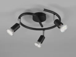 LED Deckenstrahler Rondell 3-flammig Schwarz, Ø 26cm