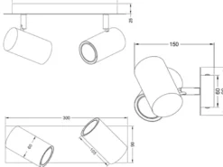 LED Deckenstrahler Rostfarben 2-flammig, Breite 30cm