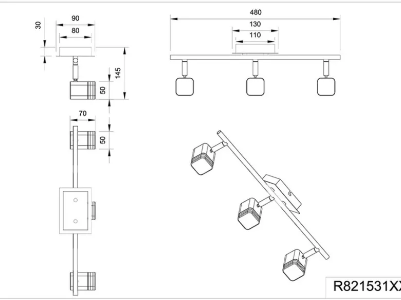 LED Deckenstrahler ROUBAIX 3-flammig Weiß matt, Breite 48cm