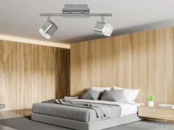 LED Deckenstrahler ROUBAIX 2-flammig Silber matt, Breite 34cm