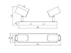 LED Deckenstrahler Schwarz 2-flammig, Breite 26cm