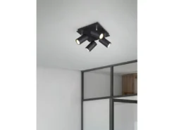 LED Deckenstrahler Schwarz 4-flammig, Quadrat 24cm