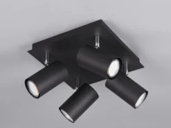 LED Deckenstrahler Schwarz 4-flammig, Quadrat 24cm