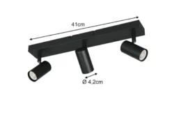 LED Deckenstrahler Schwarz 3-flammig, Breite 41cm