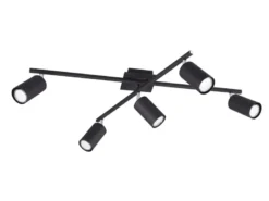 LED Deckenstrahler Schwarz 5-flammig, verstellbare Spots, Breite 77,5cm