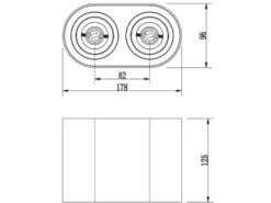 LED Deckenstrahler Schwarz 2-flammig Spots schwenkbar, Breite 17cm
