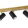LED Deckenstrahler Schwarz Gold 3-flammig, Breite 48cm