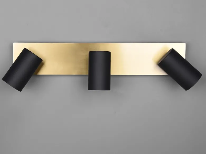 LED Deckenstrahler Schwarz Gold 3-flammig, Breite 48cm