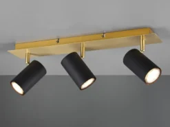 LED Deckenstrahler Schwarz Gold 3-flammig, Breite 48cm