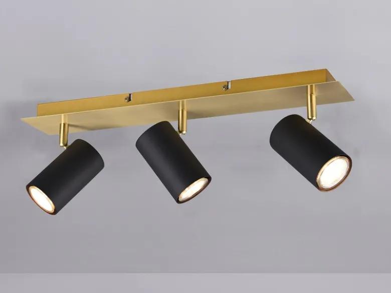 LED Deckenstrahler Schwarz Gold 3-flammig, Breite 48cm