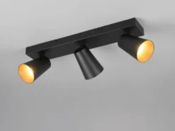 LED Deckenstrahler Schwarz Gold 3-flammig, Breite 46cm