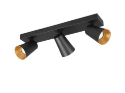LED Deckenstrahler Schwarz Gold 3-flammig, Breite 46cm