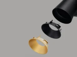 LED Deckenstrahler Schwarz Gold 3-flammig, Breite 46cm