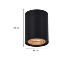 LED Deckenstrahler Schwarz-Gold mit schwenkbarem Spot, Ø 9,6cm