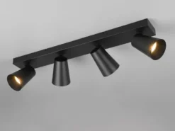 LED Deckenstrahler Schwarz Gold 4-flammig, Breite 64cm