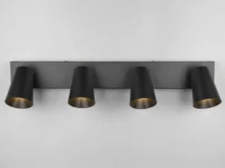 LED Deckenstrahler Schwarz Gold 4-flammig, Breite 64cm