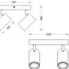 LED Deckenstrahler Schwarz mit Holz 4-flammig, Quadrat 22cm
